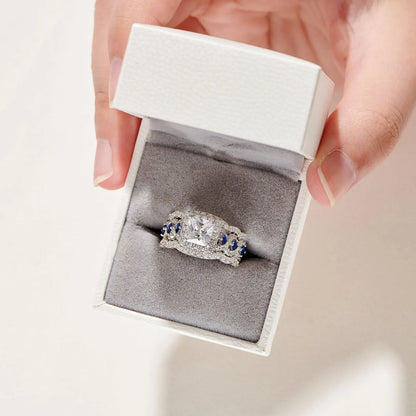 Newshe 3 Pcs Wedding Rings Set for Women 925 Silver Princess Cut Certified Moissanite/Zircon Luxury Bridal Engagement Jewelry