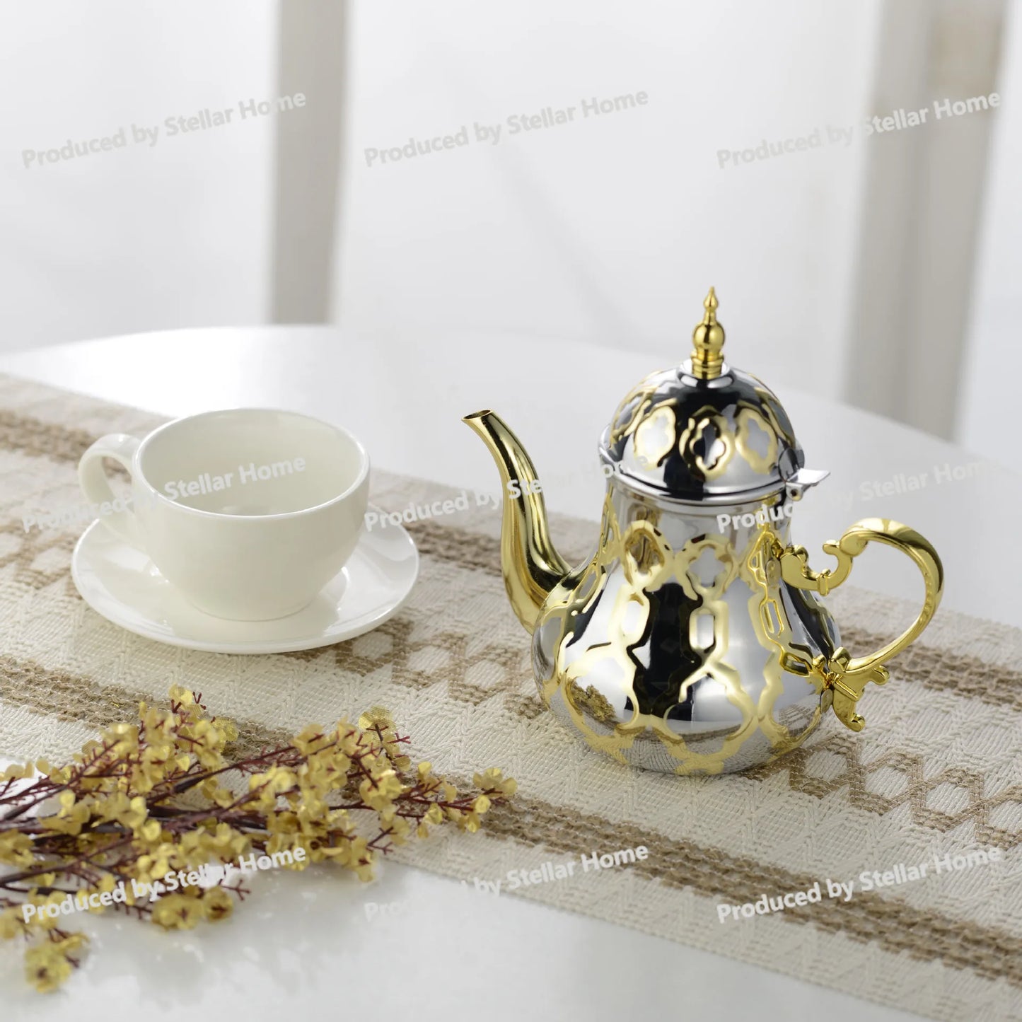 Moroccan Stainless Steel Teapot Gold Arabic Pot Moroccan Inox Teapot Middle East