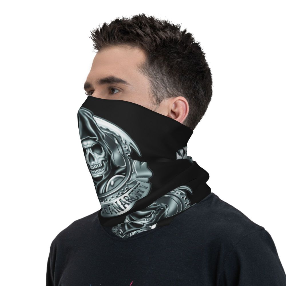 Custom 1 Percenter Essential Sons Bandana Neck Gaiter for Ski Camping Men Women Wrap Scarf TV Show Anarchy Headband Warmer