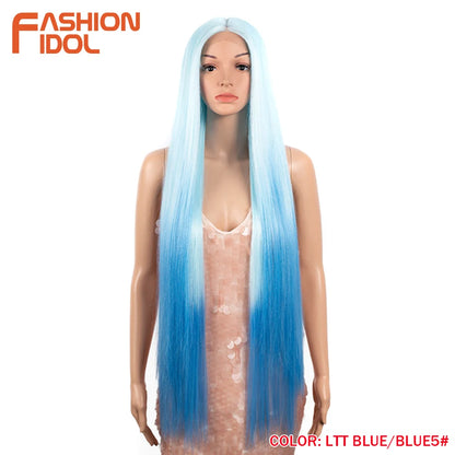 38 inch Straight Long Hair Synthetic Lace Front Wigs For Women High Temperature Hair Ombre 613 Red Cosplay Wigs Synthetic Hair