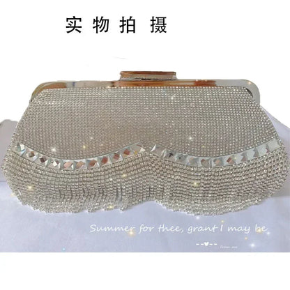 Gorgeous and Shiny Diamonds Rhinestones Tassels Handle Evening Bags for Party and Wedding Clutch Purse Designer Bags Handbags