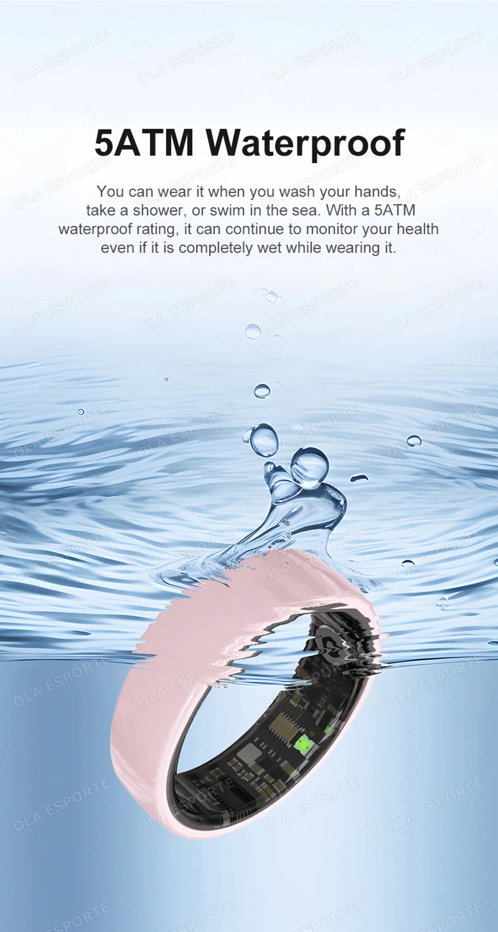 Smart Couple Ring Bluetooth Connection Multiple Sports Modes Pedometer Fitness Rings Heart Rate Sleep Monitoring 5ATM Waterproof
