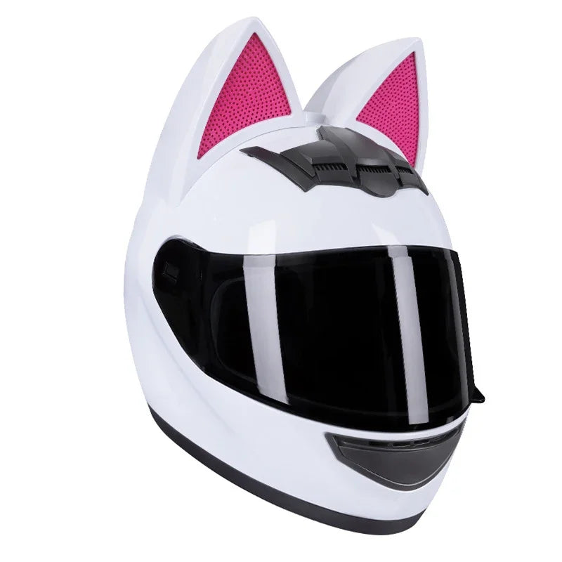 KEMITOUR Full Face Motorcycle Helmet DOT Certification Cat Ear Safety Moto Helmet For Women Men Breathable Gift For Girlfriend