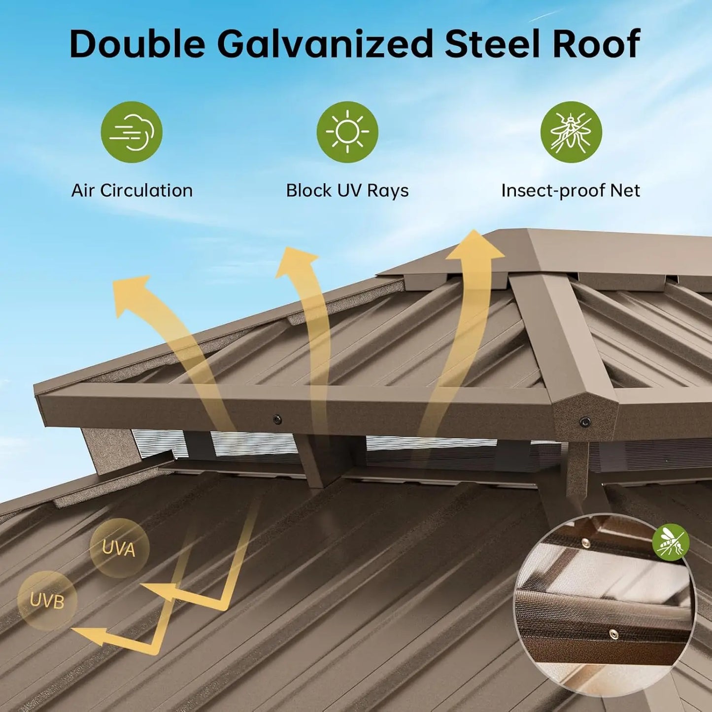 Premium Hard Roof Gazebo Heavy Duty Metal Frame Waterproof Sunshade Permanent Outdoor Pergola With Curtains And Netting