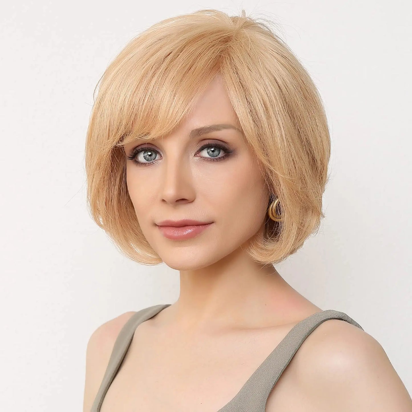 Hand-Tied Lace Front Wig Ombre Blonde Remy 100% Human Hair Wigs Natural Layered Bob HD Transparent Lace Frontal Hairs for Women