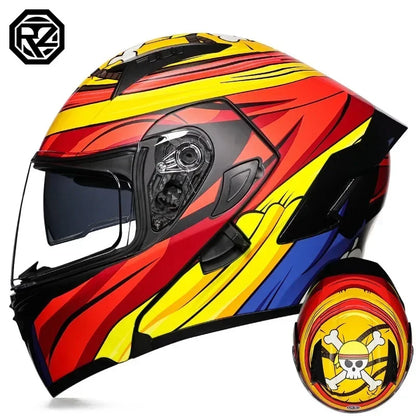 Full Face Motorcycle Helmet for Men and Women - Dual Lens Anti-Fog All Season Riding