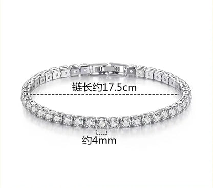 High Quality S925 Silver Platinum Plated Moissanite Bracelet Sparkling Personality Wedding Jewelry Gift Charm Bracelet For Women