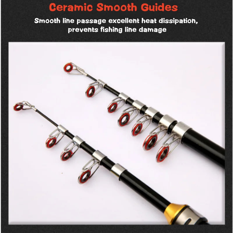 1.0-2.3M Ultra Short Small Sea Fishing Rod with Fishing Wheel Telescopic Ultra Short Cross Sectional Fiberglass Rod Set