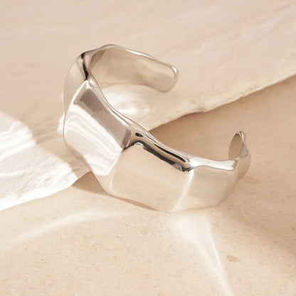 Punk Silver Color Acrylic Cuff Bracelet for Women Men Geometric Round Wide Bracelets Bangles Party Hand Accessories Gifts F