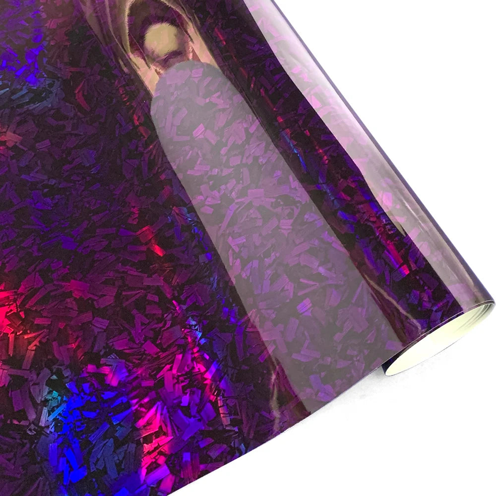 Car Vinyl Wrapping Carbon Fiber Foil Motorcycle Sticker Glossy PET Laser Purple Waterproof Vinyl Bubble-free for Car Film Cover