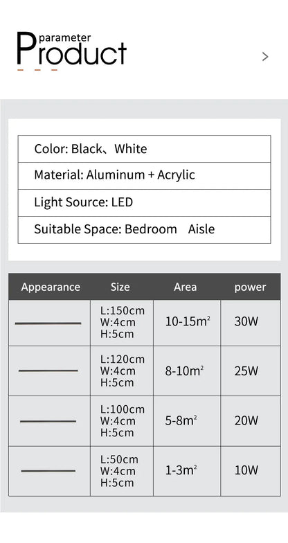 Modern Long Strip Ceiling Light Surface Mounted Minimalist Aisle Lamp Living Room Bedroom Kitchen Home Office LED Lighting