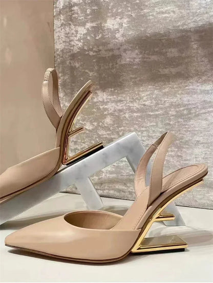 Women Single Shoes Fashion Sexy Anti Slip High Heels 2025New Special-shaped Half-support Simple Banquet Shoes for Women Footwear