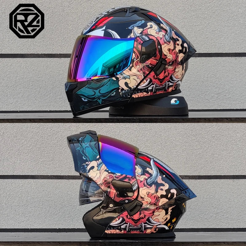 2025 professional motorcycle sports flip helmet ABS material modular dual lens full face helmet DOT certification