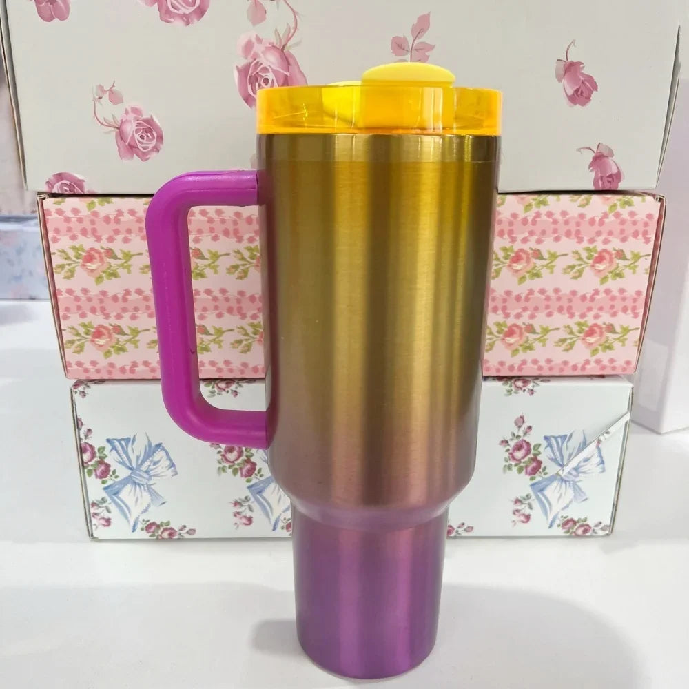 40oz Tumbler withLOGO Handle Lid Straw Stainless Steel Vacuum Insulated Quengher H2.0 Thermos Cup Silicone Boot for Stanleys