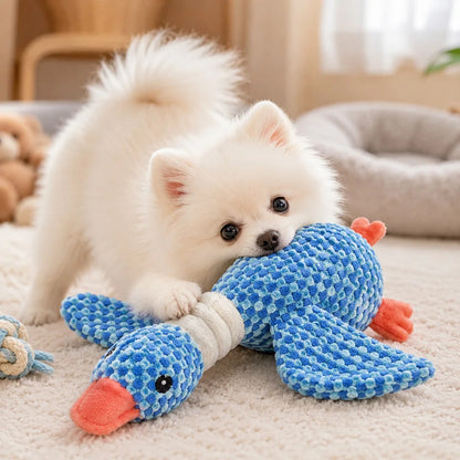 Pet Plush Toy with Squeaker Cat Dog Puzzle Toy Soft Durable Companion Teeth Cleaning Chew Toy Chew Resistant Design Pet Supplies