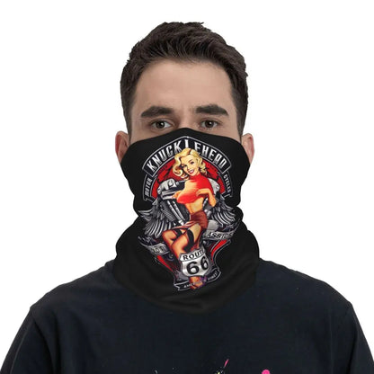 Custom Travel Motorcycle Ride Route 66 Bandana Winter Neck Warmer Windproof Wrap Face Scarf for Hiking Highways Gaiter Headband