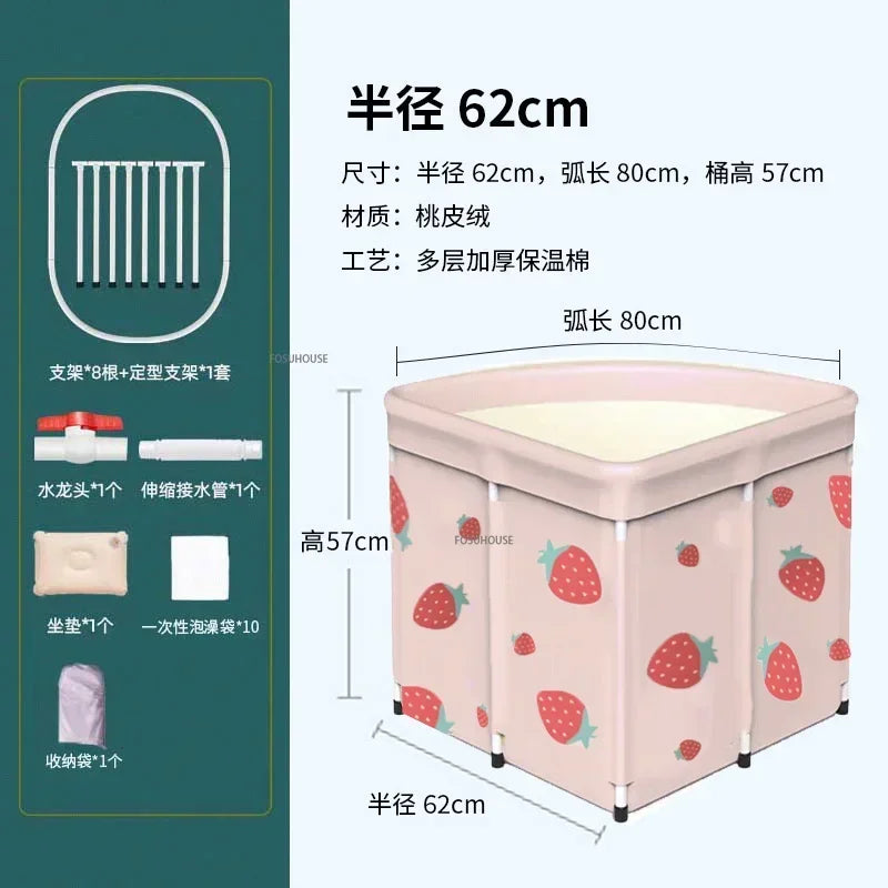 Household Triangular Bathtub Foldable Bath Bucket Swimming Pool Dual-use Portable Steam Sauna Fan-shaped Bath Barrel
