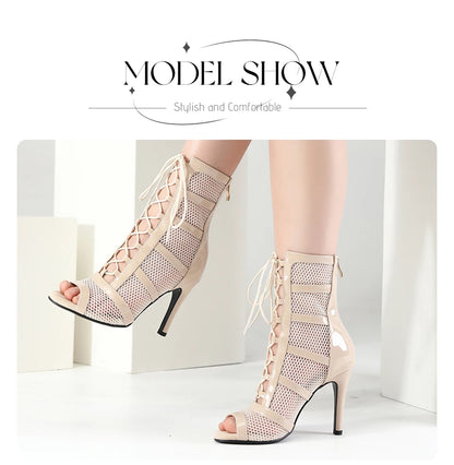 DKZSYIM Dance Boots Latin Women Ballroom Dance Shoes Ladies Girls Soft Soles Tango/Salsa Dance Shoes Sexy Thin Heel 7cm-11cm