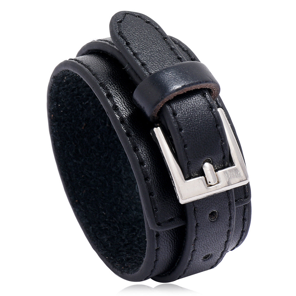 VOQ Punk Vintage Multi-layer Leather Bracelets Bangles Wide Wrap Bracelet for Men Friends Locomotive Fashion Jewelry Gift