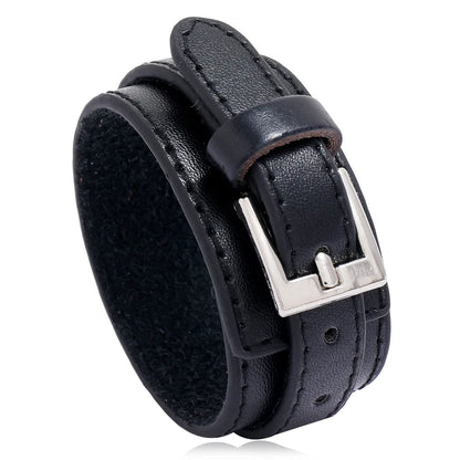VOQ Punk Vintage Multi-layer Leather Bracelets Bangles Wide Wrap Bracelet for Men Friends Locomotive Fashion Jewelry Gift