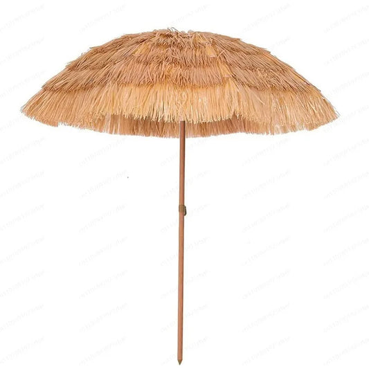 Hot-selling outdoor shading simulation straw garden decorative umbrella can be turned to sunscreen sun umbrella