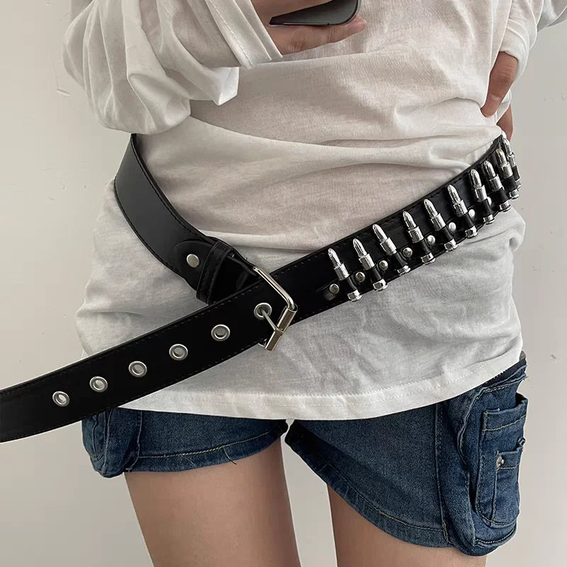Fashion New Bullet Accessories Belt Metal Belt Men And Women Punk Hardware Jeans Belt Y2K Belt Designer Belt Women's Belt