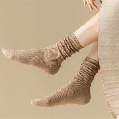 Women's Socks New Autumn Casual Simple Solid Color Winter Warm Socks For Women Korean Style Middle Tube Girls Pile Socks