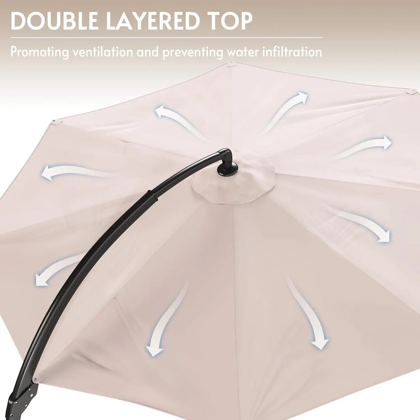 11FT Solar Powered LED Light Cantilever Patio Umbrella with Base Included, Large Cantilever Umbrella with, Customized
