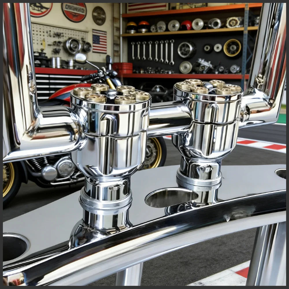 2X Motorcycle 7/8" 1" Handlebar Riser Clamp Aluminum For Harley Custom Springer Bobber Chopper 22mm 25mm Handle Bar Black/Chrome
