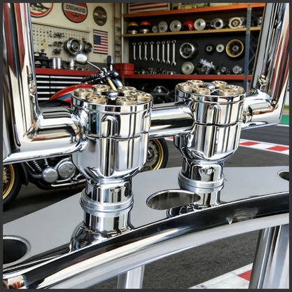2X Motorcycle 7/8" 1" Handlebar Riser Clamp Aluminum For Harley Custom Springer Bobber Chopper 22mm 25mm Handle Bar Black/Chrome