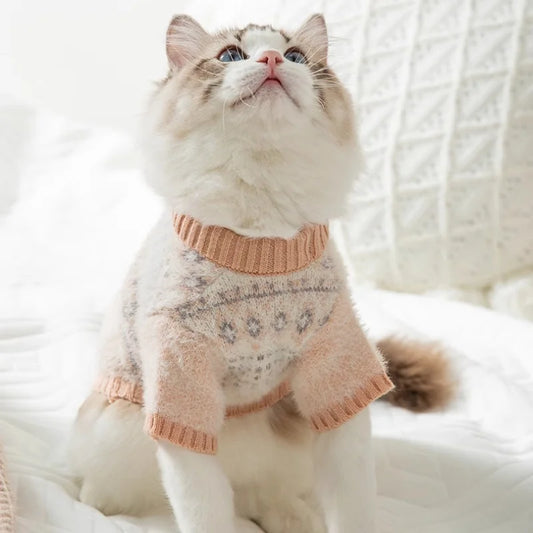 Fashion Plaid Dog Sweater Winter Warm Dog Clothes Cute Simple Puppy Knitted Pullovers Warm Soft Cat Sweaters Bichon Pet Costumes