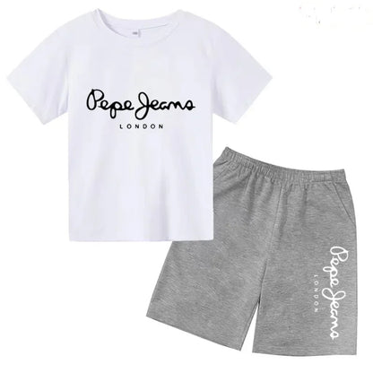 Kids Summer Fashion Casual Set - Boys Girls Toddler Clothes Charming Letter Print T-shirt with Short Sleeves And Shorts 3-12 Yea