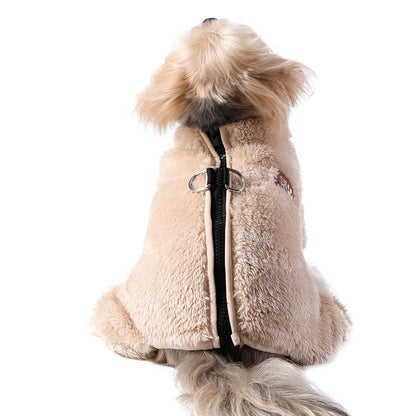 Soft Fleece Dog Clothes Winter Four Legs Covered Plush Pet Coat D-Ring Zipper Puppy Jacket Autumn Overall For Small Middle Dog