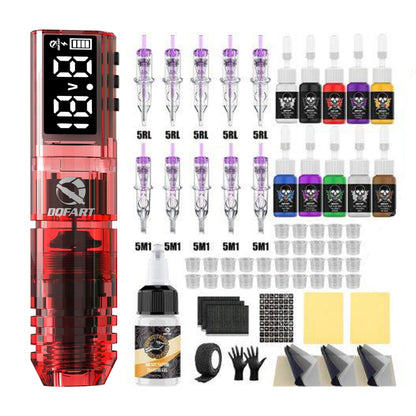 DQFART New Wireless Tattoo Machine Kit Tattoo Needles Tattoo Ink Cups Tattoo Pen Suitable for Tattoo Beginners Tattoo Artists
