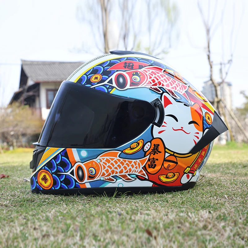 Motorcycle helmet, men's and women's dual lens full helmet, four season couple street bike safety helmet