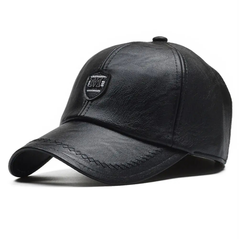 Fashion Outdoor Sports Leather Baseball Caps Autumn Winter Adjustable Thermal Hats Dad Hats Men Women