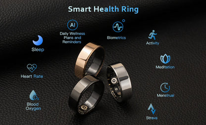 Amovan Nova Smart Ring Premium Quality AI Analysis GPS Sports Mode Heart Rate Blood Oxygen Stress Sleep Temperature Monitor