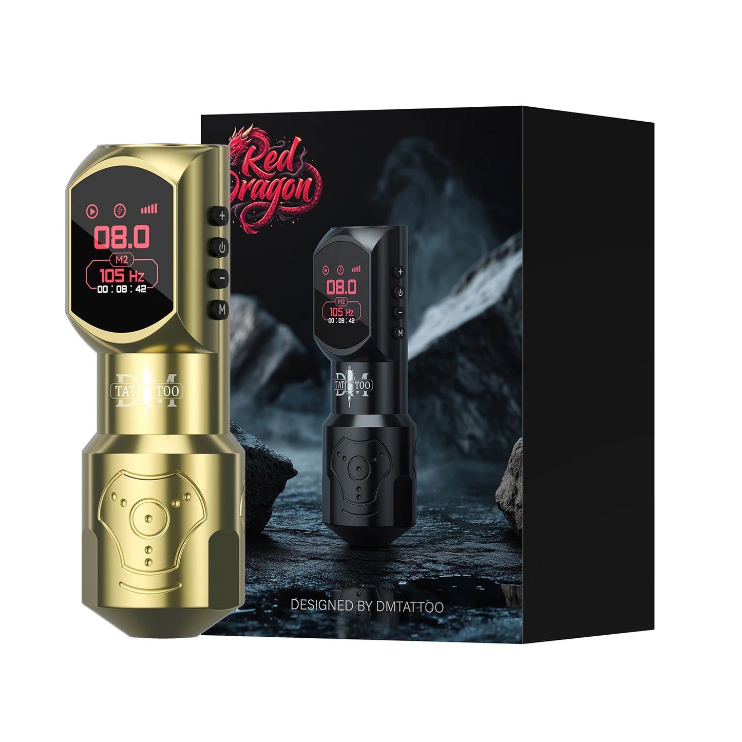 DM New Red-Dragon Wireless Tattoo Machine LED LargeScreen Customized Motor Wireless Tattoo Power Tattoo Gun For Permanent Makeup