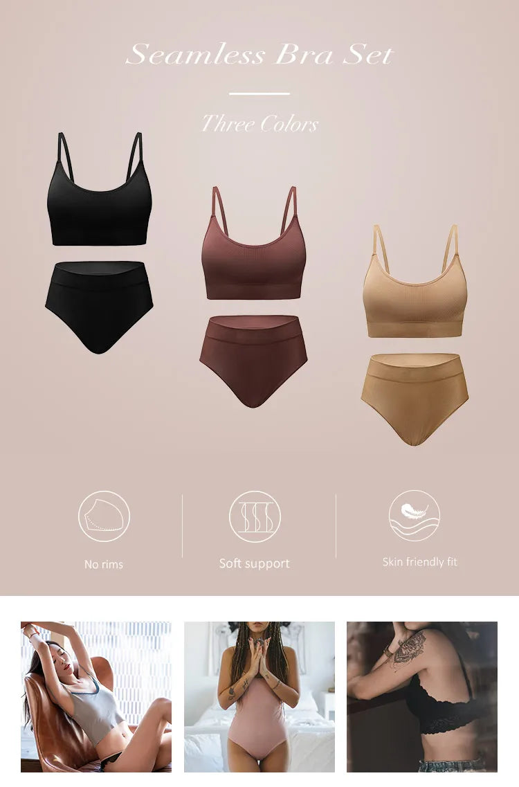Hot Sale New Design Seamless Panties Underwear Set Conjuntos Interior Para Mujeres Seamless Bra And Panties Sets For Women