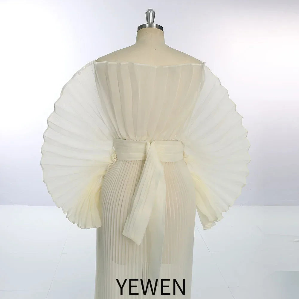 2026 Fashion Sheer Pleated Organza Maternity Dresses for Photoshoot Long Dress for Maternity Shoot Baby Shower Dresses YEWEN