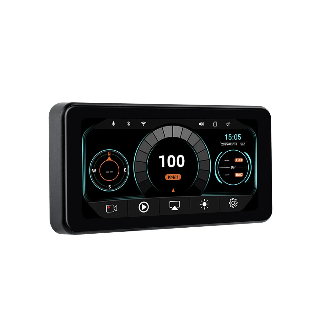 EKIY 6.25" Wireless CarPlay Moto Android Auto Portable Digital Dashboard GPS Motorcycle Navigation Display Screen TPMS Monitor