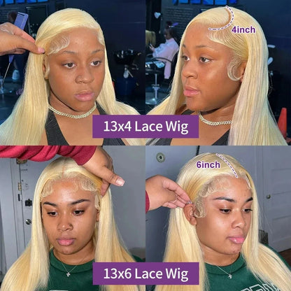 38 Inch 613 Straight Human Hair Wig With Baby Hair 13x4 Hd Lace 613 Blonde Wig Pre Plucked Bleached Knots 220 Density For Women