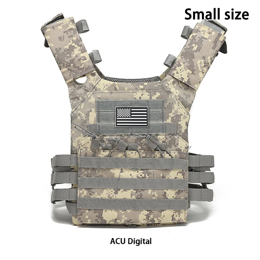 MOLLE outdoor training vest (including US flag emblem) with convenient expansion, lightweight and multifunctional JPC vest