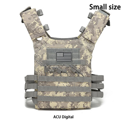 MOLLE outdoor training vest (including US flag emblem) with convenient expansion, lightweight and multifunctional JPC vest