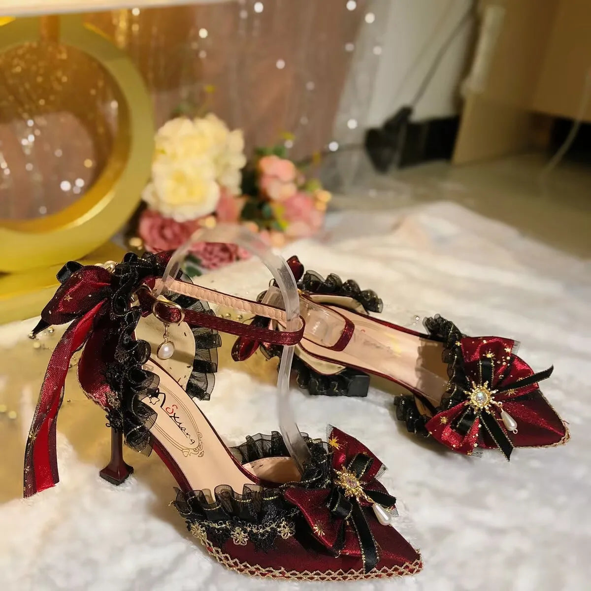 Lolita High Heels Luxury Bow Wedding Shoes Bride Pumps Gothic Style High Heels Jk Elegant Mary Jane Women's Shoes