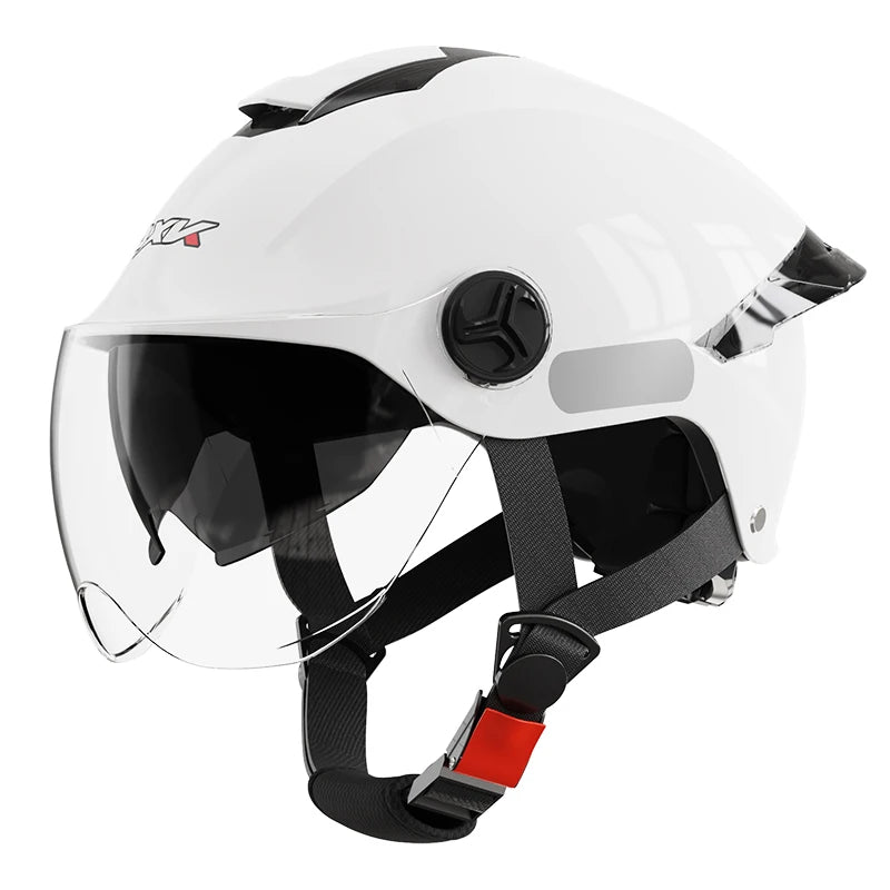 Summer impact protection safety open face motorbike helmet motorcycle short lens ordinary tail wing black