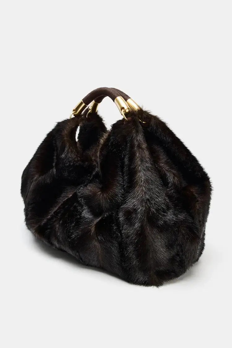 MAXI FAUX FUR BAG, Fuzzy Fur Fluffy Large Handbag, Women's Fashionable Tote Bag, Elegant Ladies Luxury Designer Shoulder Bags