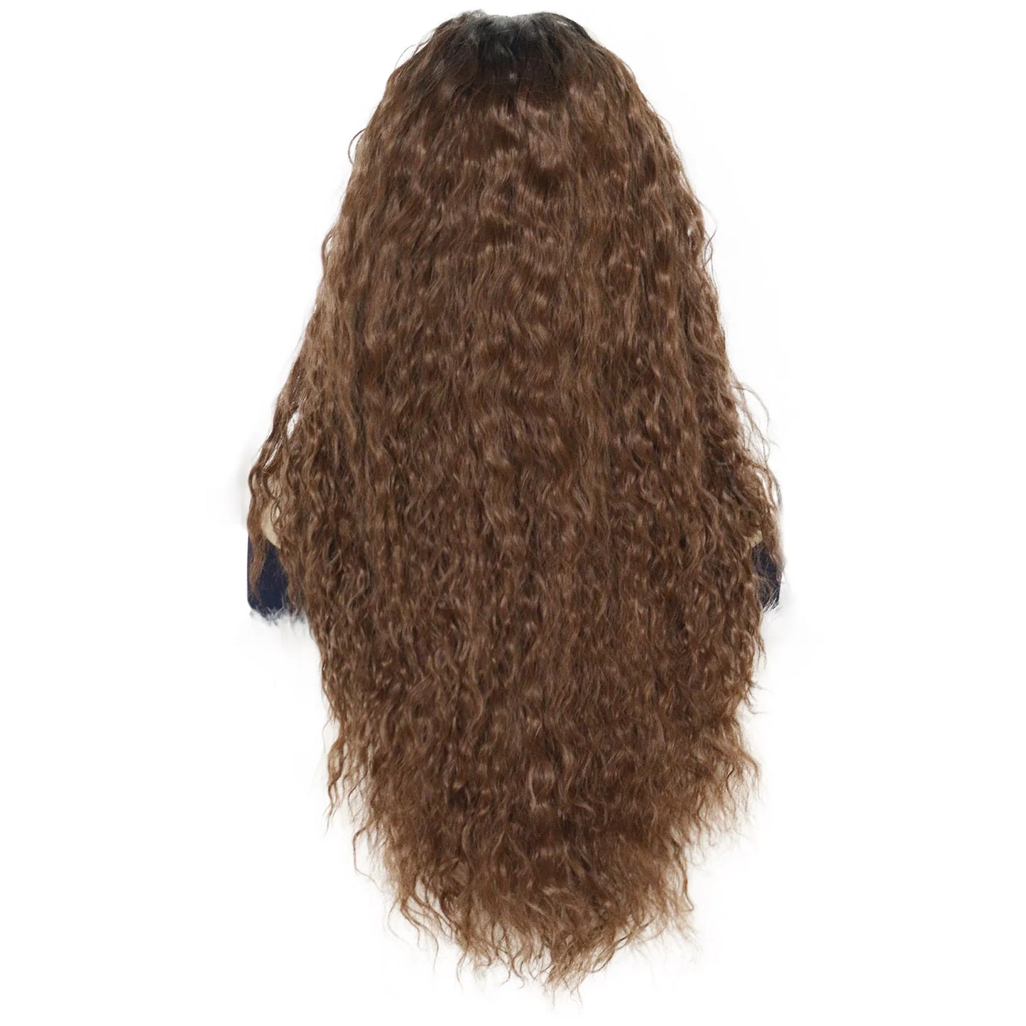 13*4*1 Lace Front Wig Ombre Brown Long Curly Synthetic Wig for Women Heat Resistant Hair Daily Party Cosplay