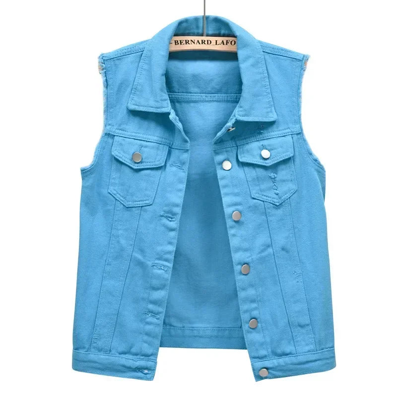 Coats Fashion Clothes Casual Vintage Elegant Sleeveless Denim Vest for Women Jacket Spring Streetwear Women Clothing Autumn