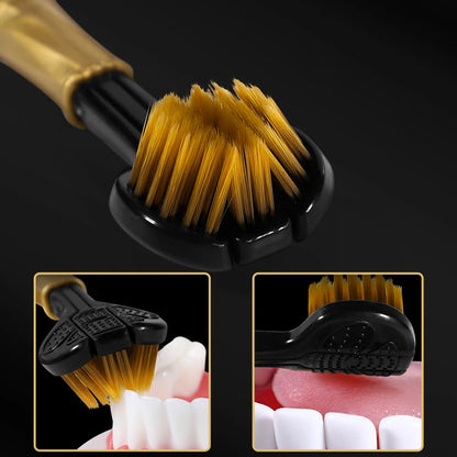 [4-pcs gift box] High-end black gold series three-sided brush head wrapped soft bristle toothbrush